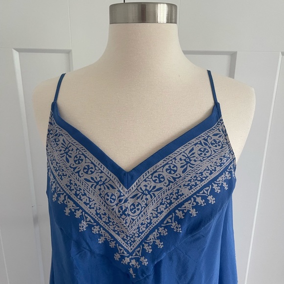 Anthropologie Silk HD in Paris Moonset scarf silk tank top size 4 - Picture 3 of 6